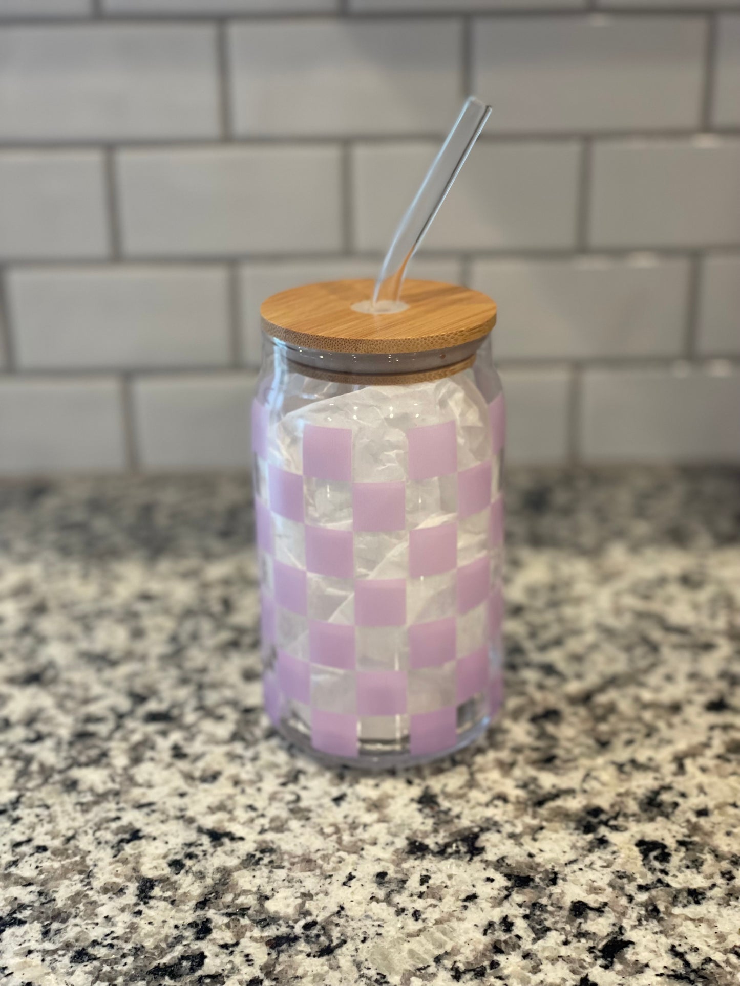 Purple Checkered Glass