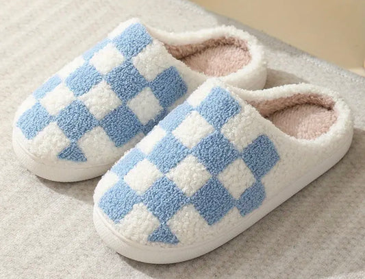 Blue Checkered Slippers