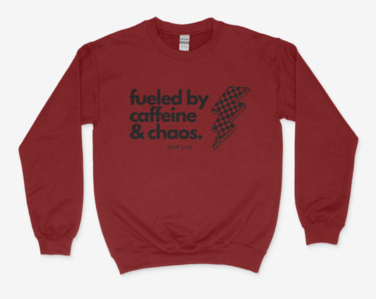 Caffeine and Chaos Crewneck black